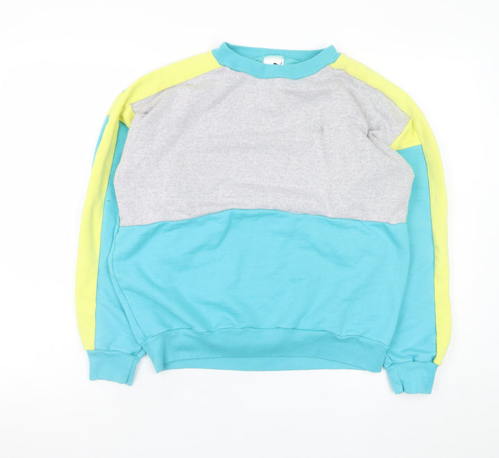 Puma Men’s Blue Colour Block Retro Pullover Sweatshirt XL