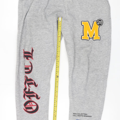 boohooMAN Men's Grey M College Logo Jogger Sweatpants