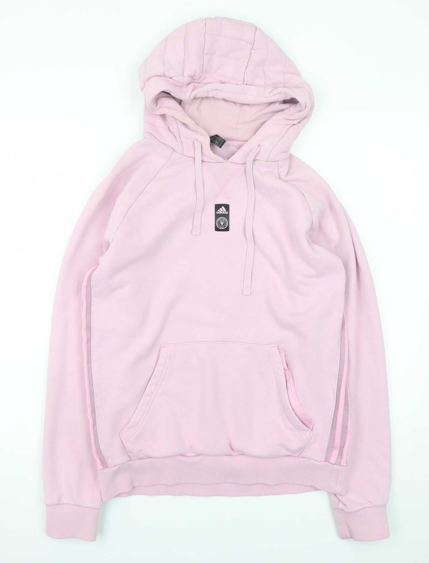 Adidas Womens Pink Hooded Pullover Hoodie Medium Cotton Casual