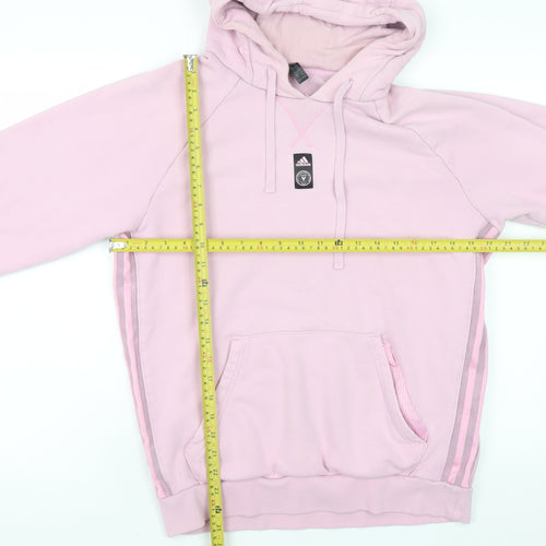 Adidas Womens Pink Hooded Pullover Hoodie Medium Cotton Casual