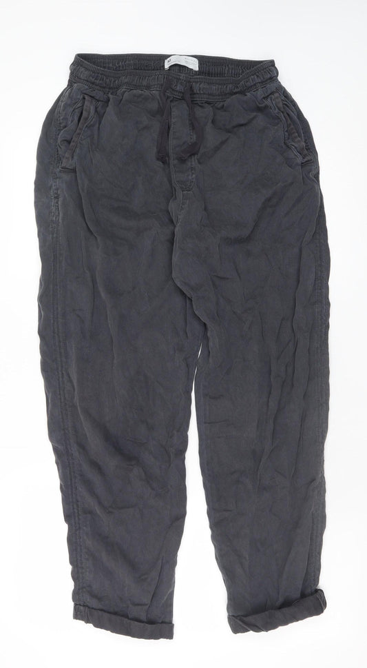 Denim Co. Mens Black Jogger Trousers Medium Elastic Waist Drawstring Casual