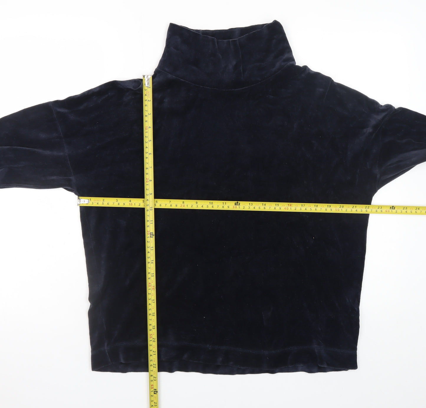 COS Women Navy Blue Velvet Pullover Sweatshirt Size S