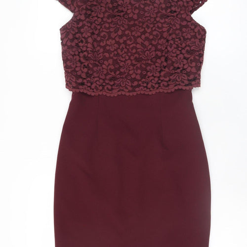 Coast Women's Red Lace Sheath Dress Size 6 Elegant Party Wear