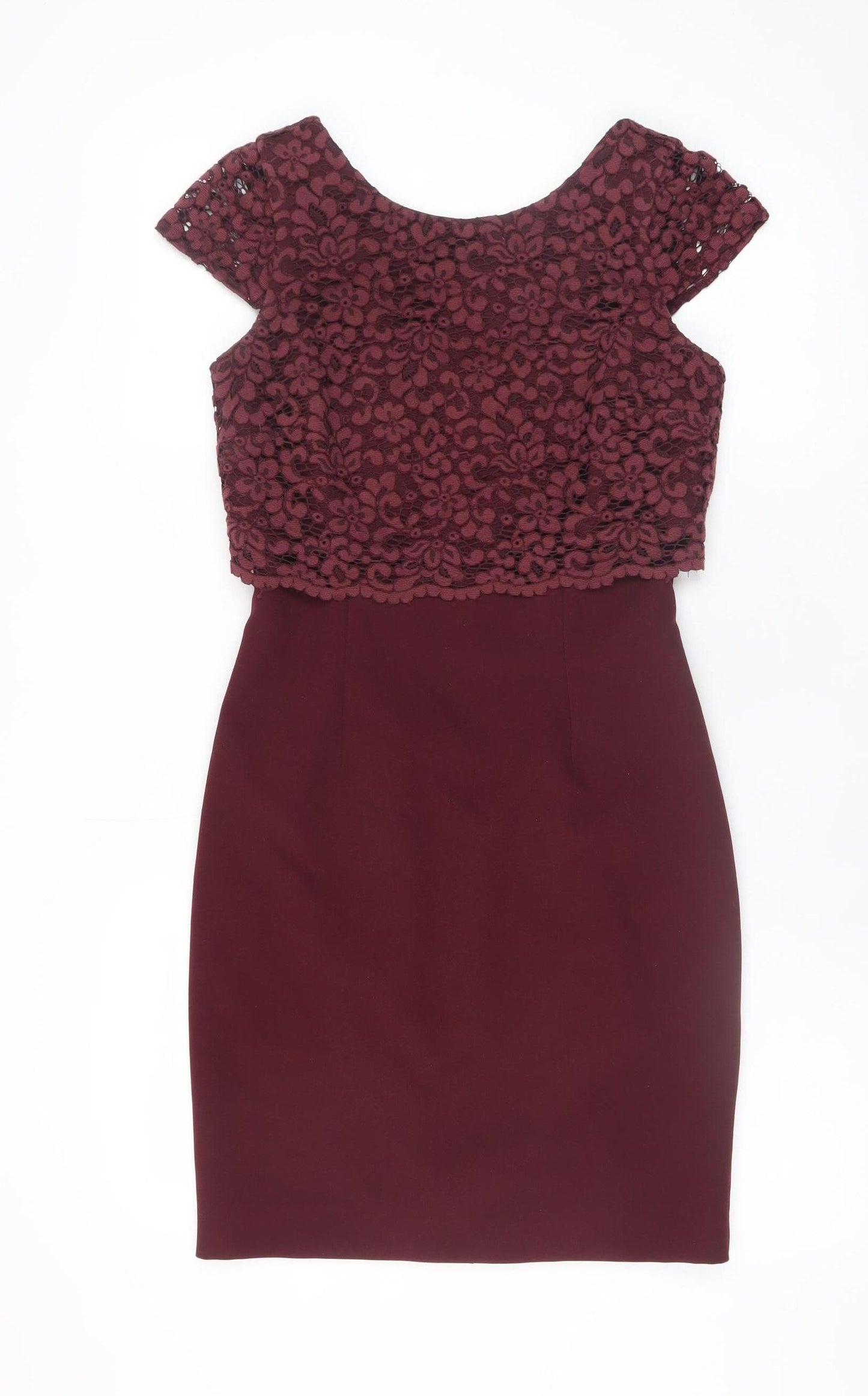 Coast Women's Red Lace Sheath Dress Size 6 Elegant Party Wear