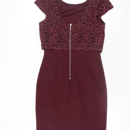 Coast Women's Red Lace Sheath Dress Size 6 Elegant Party Wear