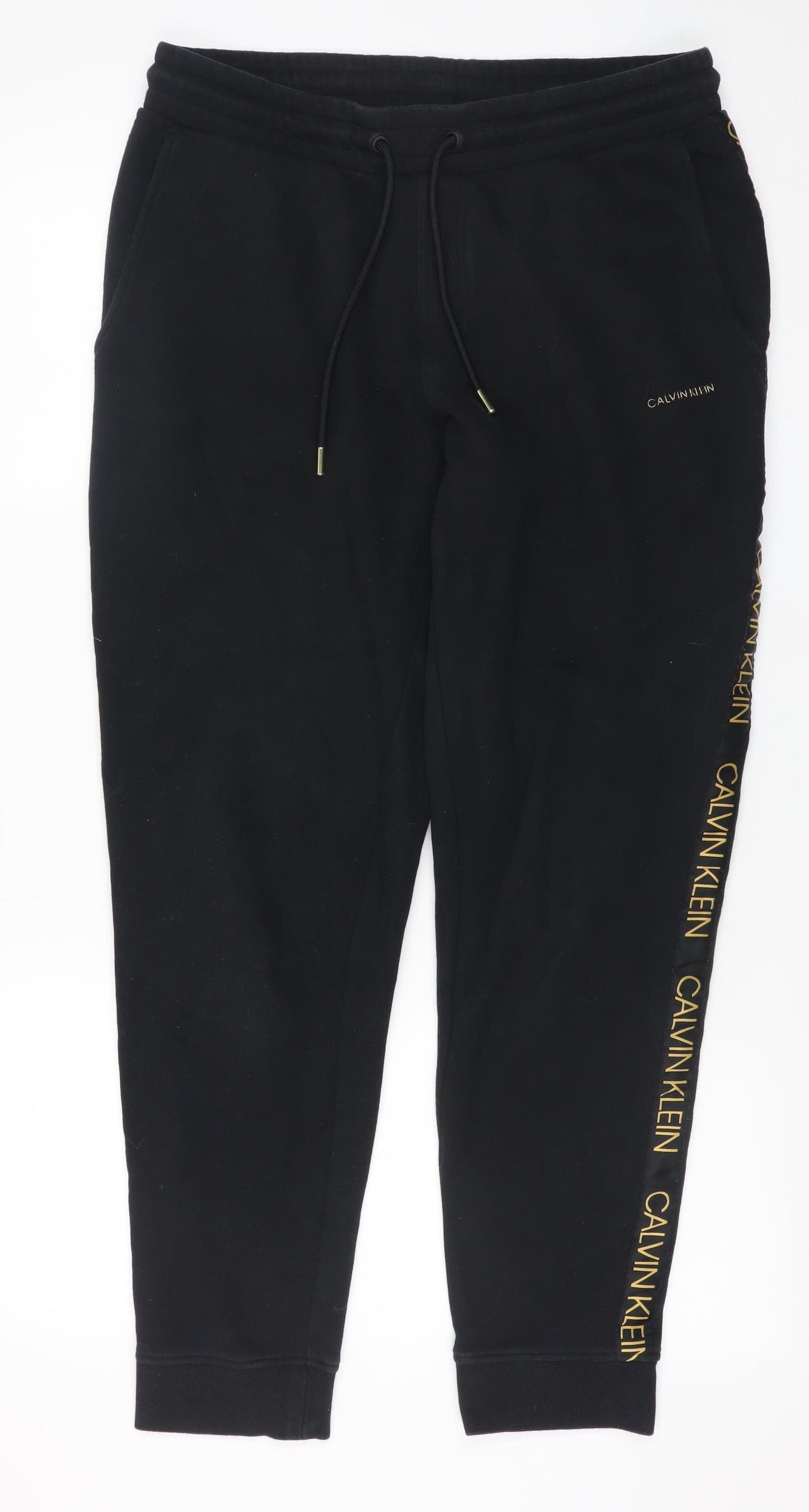 Calvin Klein Men's Black Jogger Trousers M Logo Tape Drawstring