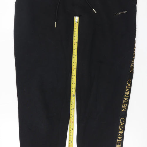 Calvin Klein Men's Black Jogger Trousers M Logo Tape Drawstring