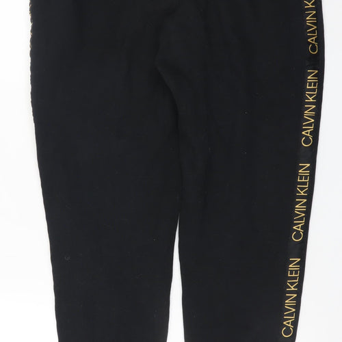 Calvin Klein Men's Black Jogger Trousers M Logo Tape Drawstring