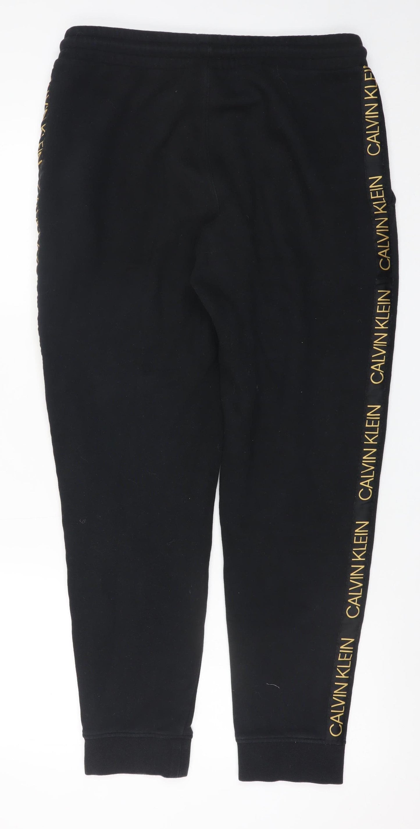 Calvin Klein Men's Black Jogger Trousers M Logo Tape Drawstring
