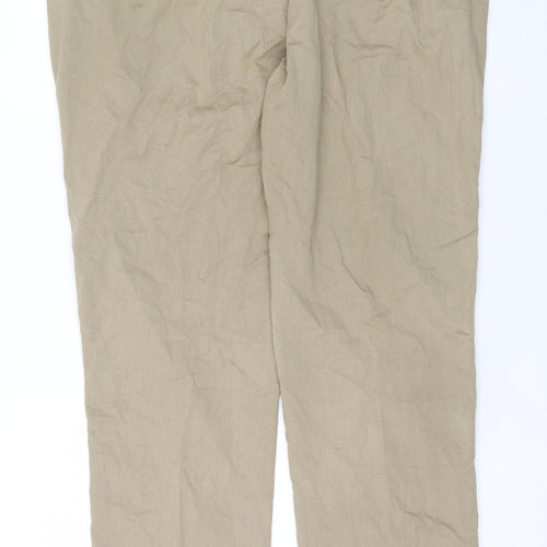 Brook Taverner Men's Beige Chino Trousers 40R Regular Fit Cotton Blend