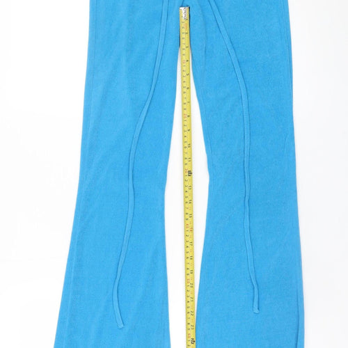 Bershka Women Blue Flared Terry Sweatpants XS Drawstring Comfort