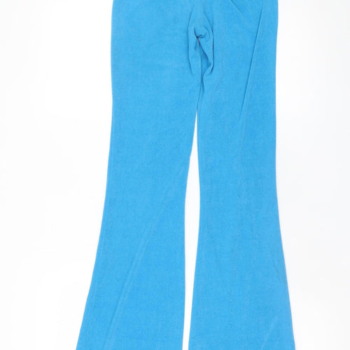 Bershka Women Blue Flared Terry Sweatpants XS Drawstring Comfort