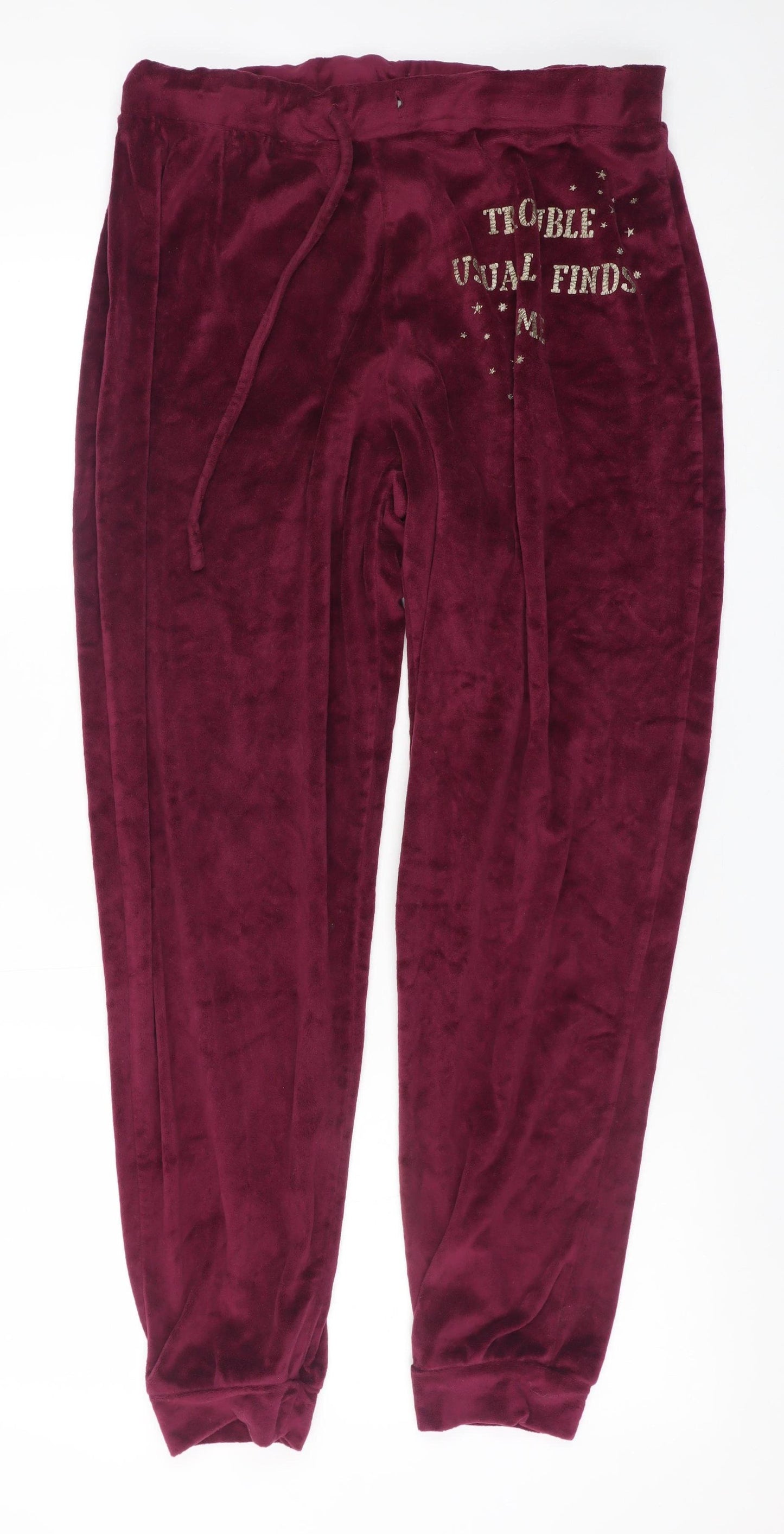 Harry Potter Women's Red Velour Pyjama Pants L 14-16 Drawstring