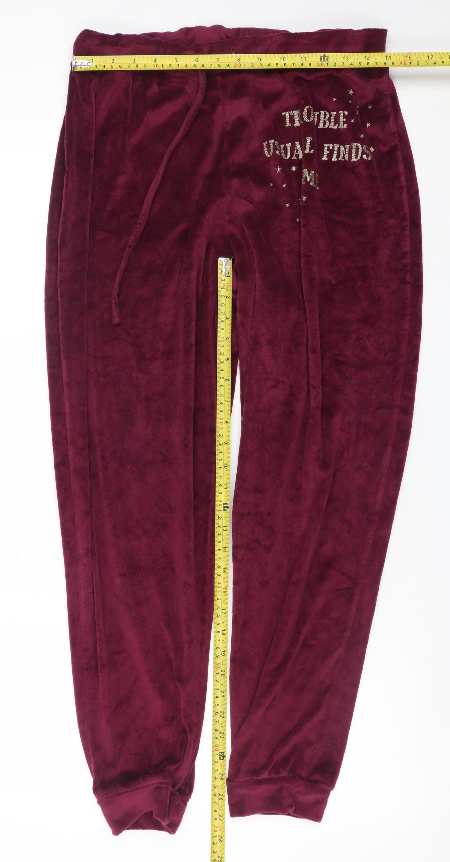 Harry Potter Women's Red Velour Pyjama Pants L 14-16 Drawstring