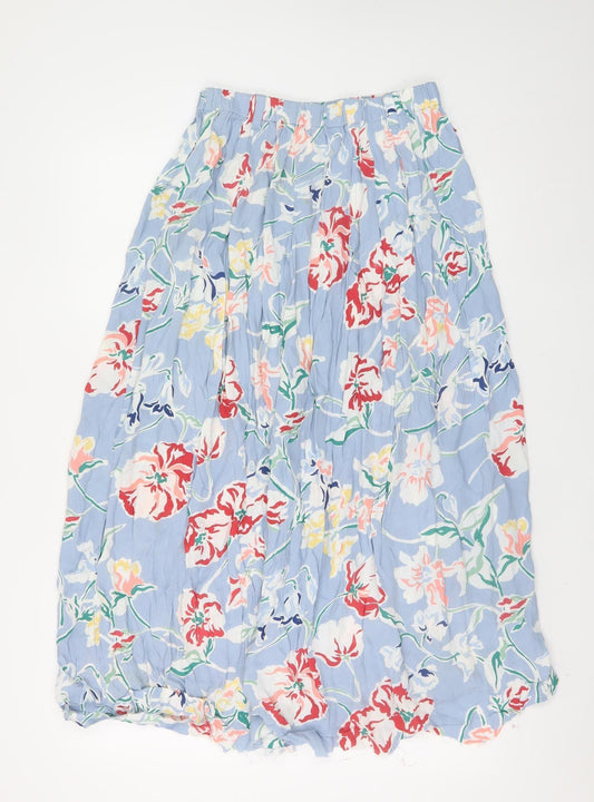 Vancouver by Carli Gry Womens Blue Floral Bubble Hem Midi Skirt Size S