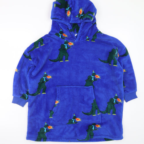 Marks and Spencer Boys Blue Fleece Godzilla Hooded Robe 7-8 Years