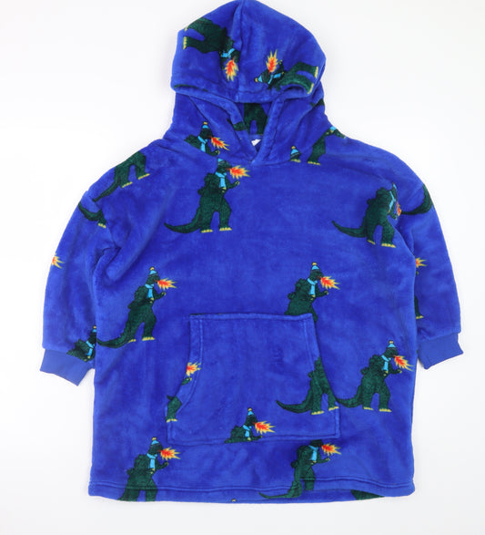 Marks and Spencer Boys Blue Fleece Godzilla Hooded Robe 7-8 Years