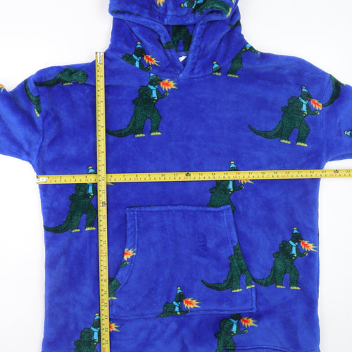 Marks and Spencer Boys Blue Fleece Godzilla Hooded Robe 7-8 Years