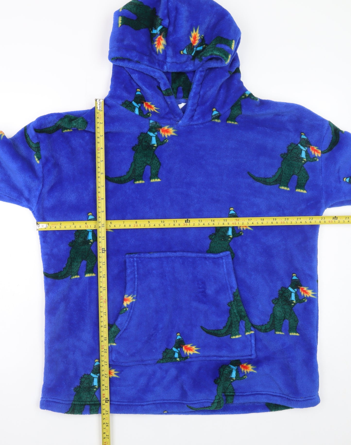 Marks and Spencer Boys Blue Fleece Godzilla Hooded Robe 7-8 Years