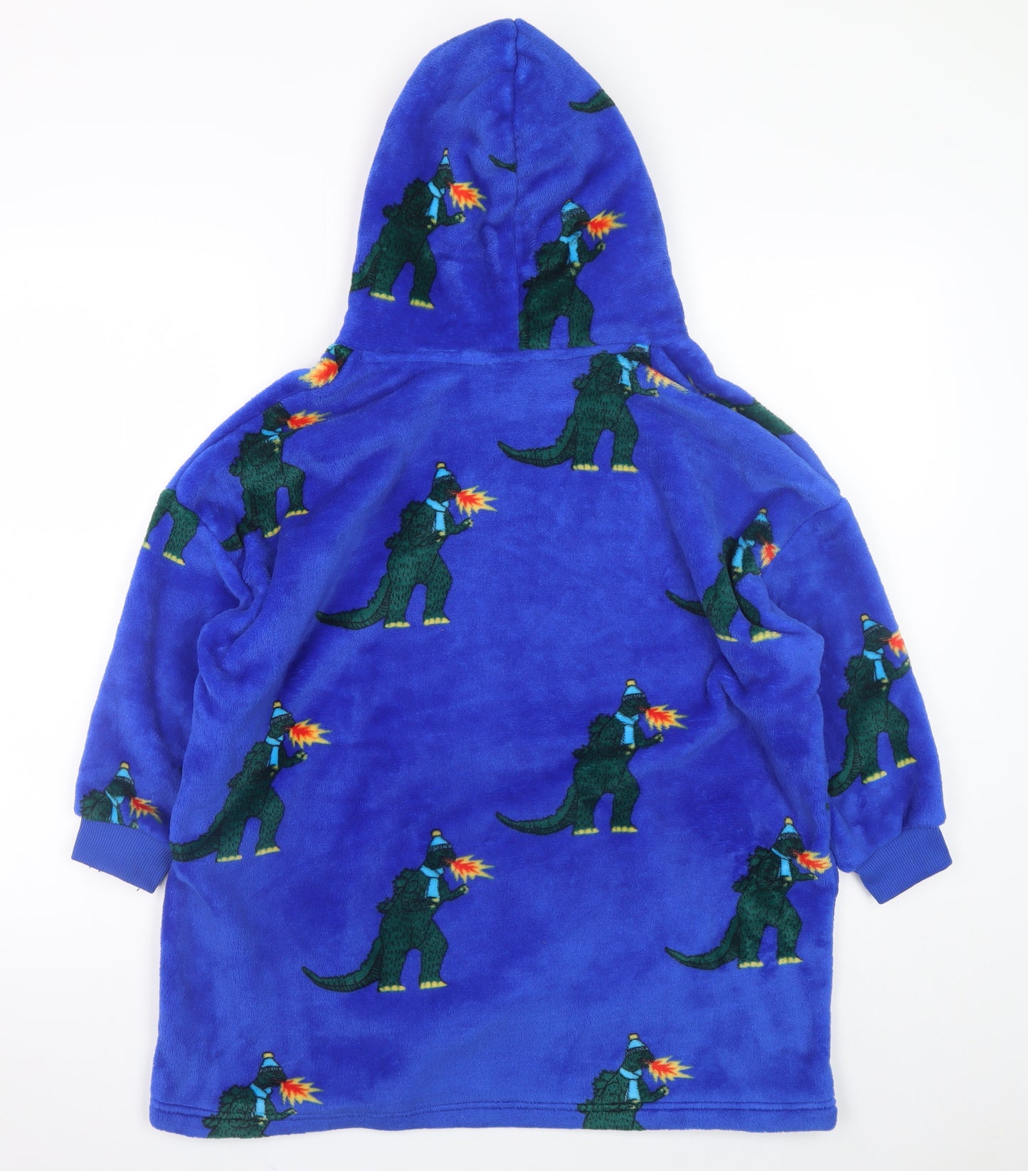 Marks and Spencer Boys Blue Fleece Godzilla Hooded Robe 7-8 Years