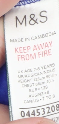 Marks and Spencer Boys Blue Fleece Godzilla Hooded Robe 7-8 Years