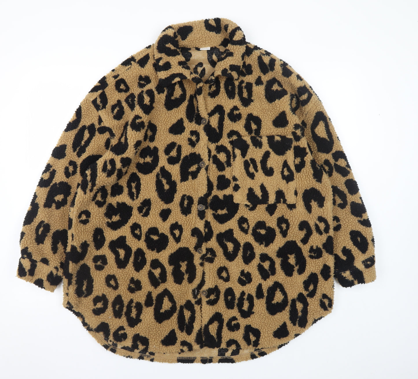 Next Girls Brown Leopard Print Fleece Shirt Jacket 13 Years