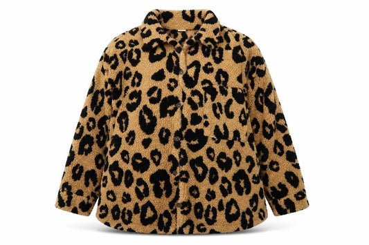 Next Girls Brown Leopard Print Fleece Shirt Jacket 13 Years