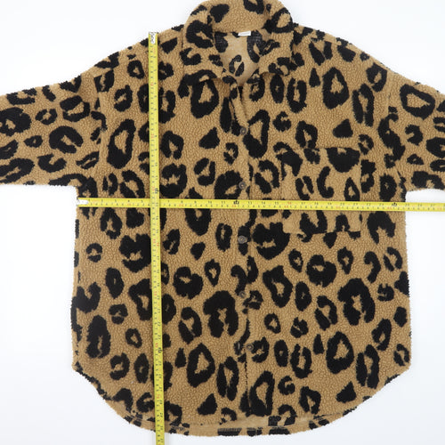 Next Girls Brown Leopard Print Fleece Shirt Jacket 13 Years