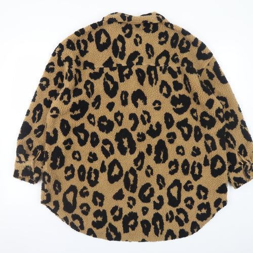 Next Girls Brown Leopard Print Fleece Shirt Jacket 13 Years