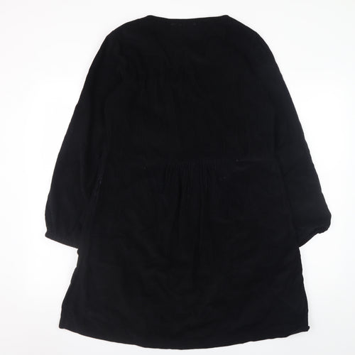 Fat Face Women Black Cotton Long Sleeve Shirt Dress Size 12