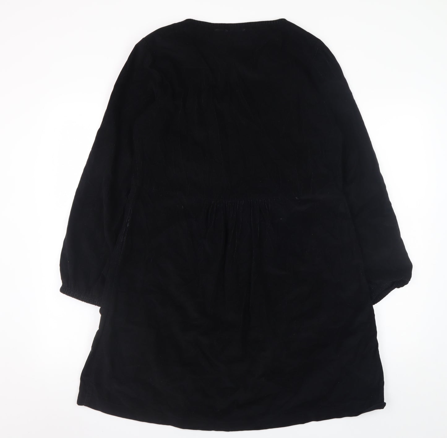Fat Face Women Black Cotton Long Sleeve Shirt Dress Size 12