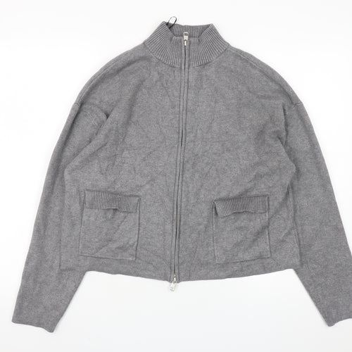 Marks and Spencer Womens Grey Full Zip Knit Jumper M