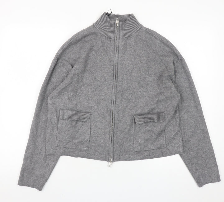 Marks and Spencer Womens Grey Full Zip Knit Jumper M