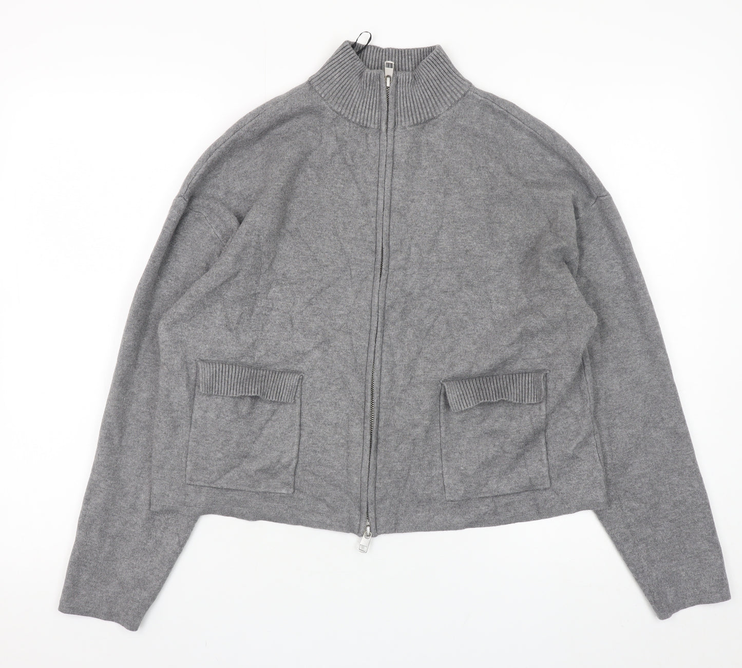 Marks and Spencer Womens Grey Full Zip Knit Jumper M