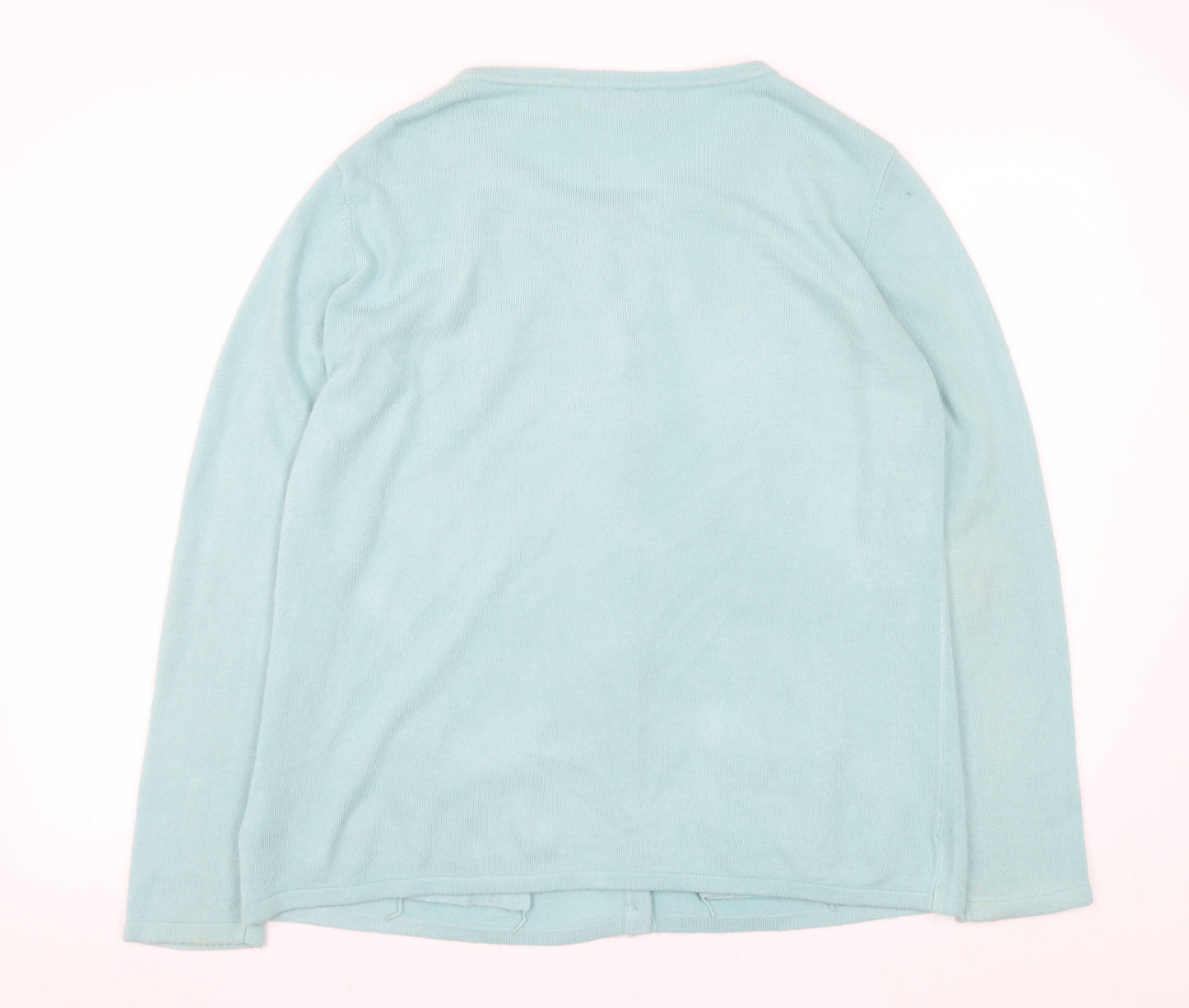 Damart Women Blue Beaded Cardigan UK 14/16 Long Sleeve Knit