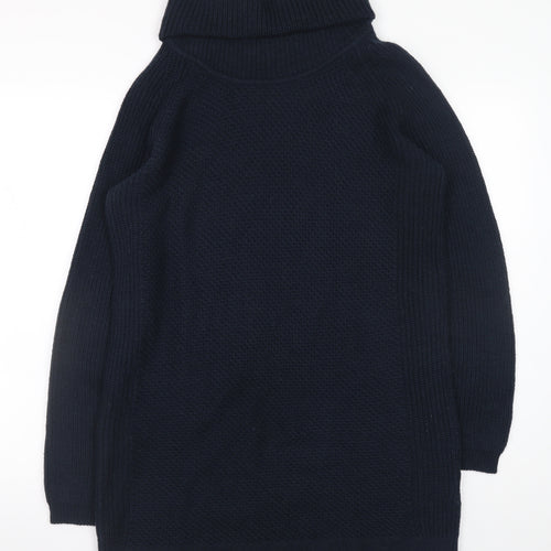 M&Co Women’s Navy Blue Jumper Dress Size 18 Roll Neck Knitwear