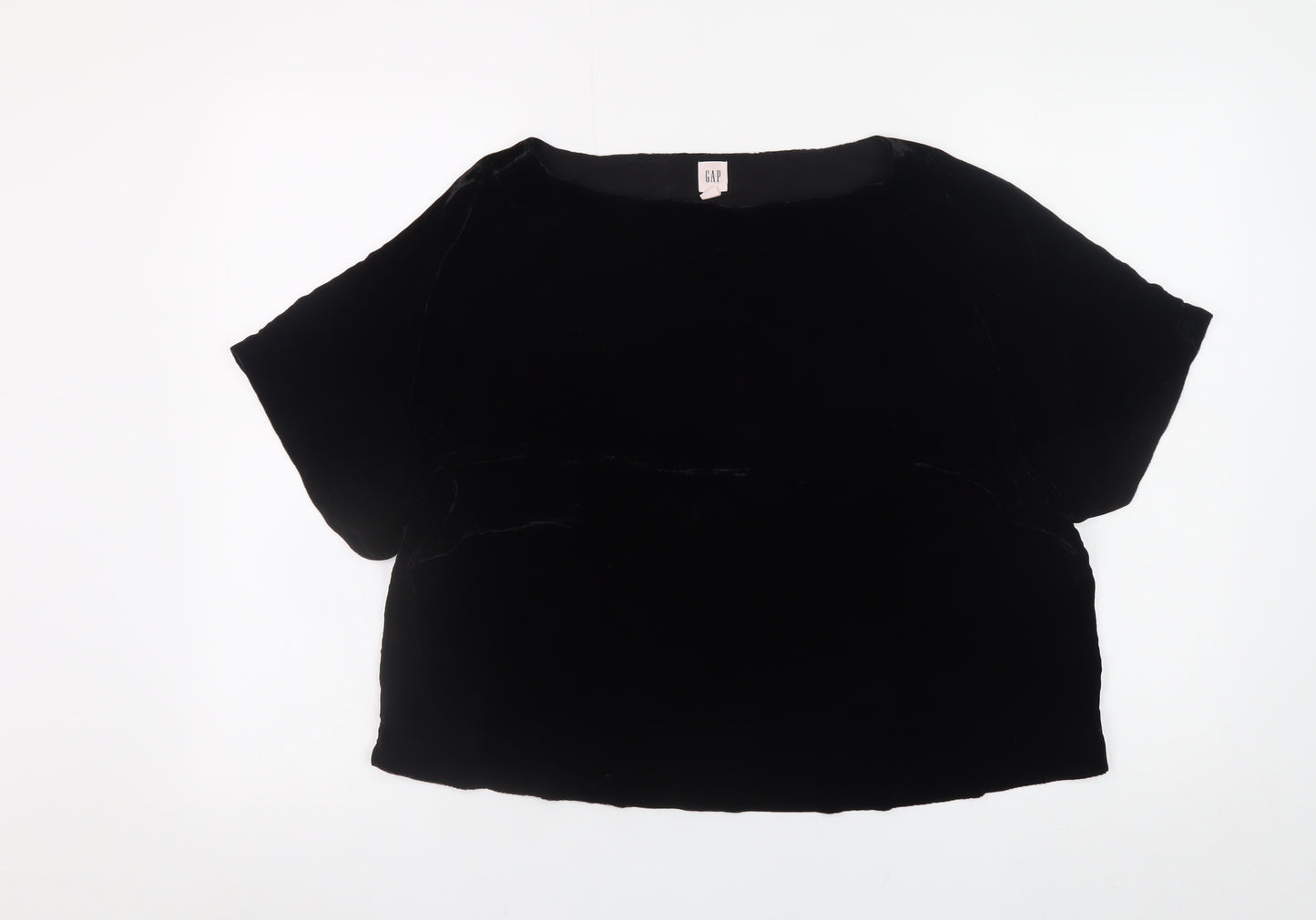 GAP Womens Black Velvet Short Sleeve Blouse Size L Relaxed Fit