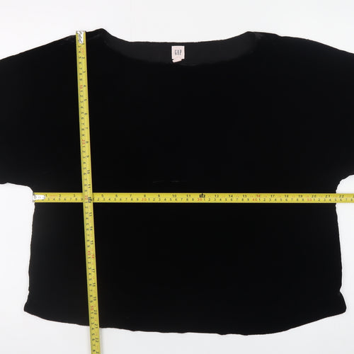 GAP Womens Black Velvet Short Sleeve Blouse Size L Relaxed Fit