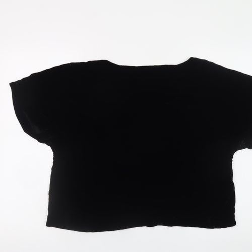GAP Womens Black Velvet Short Sleeve Blouse Size L Relaxed Fit