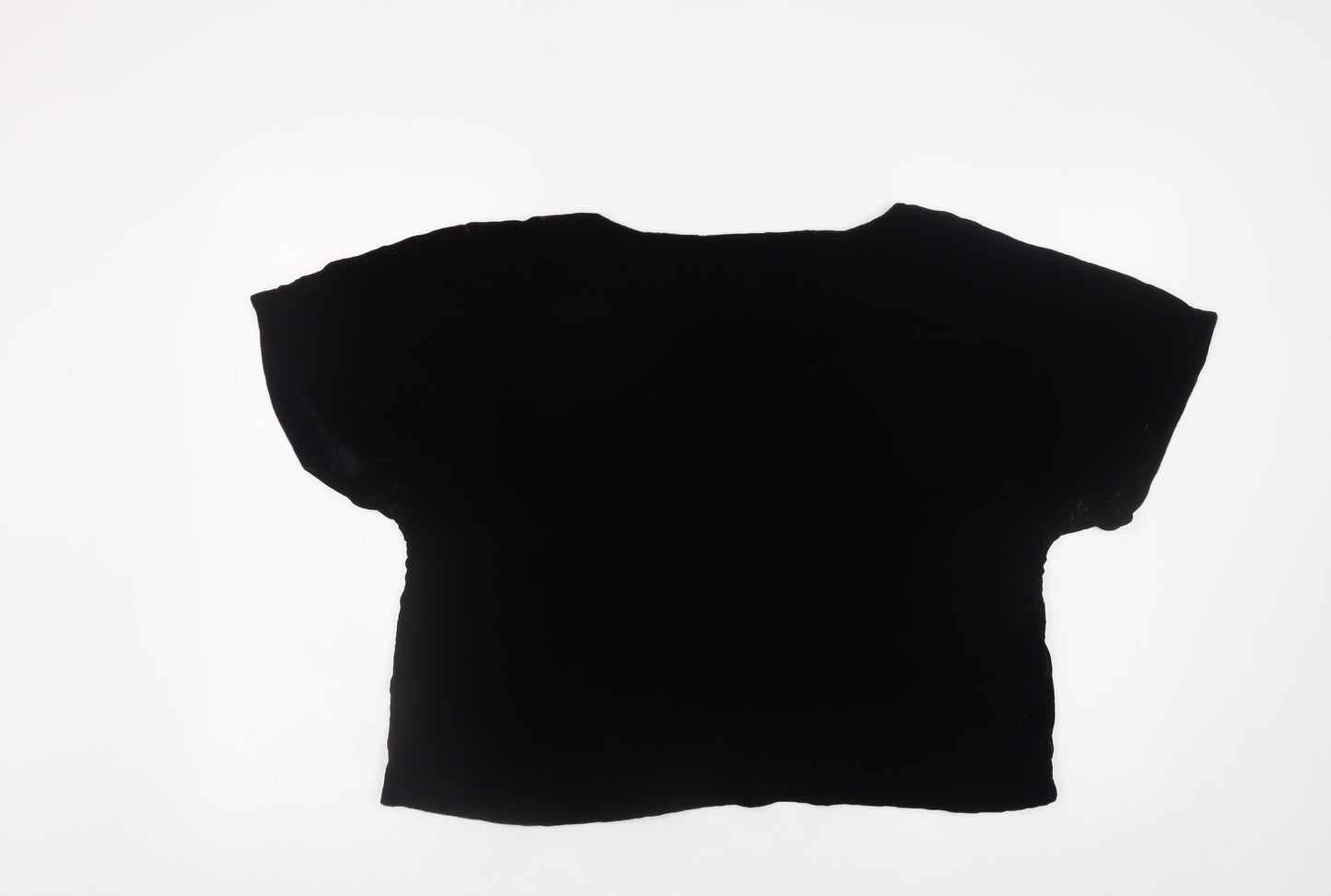 GAP Womens Black Velvet Short Sleeve Blouse Size L Relaxed Fit