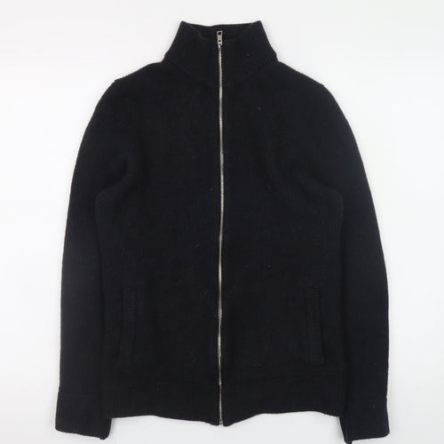 Marks and Spencer Men’s Black Wool Cotton Full Zip Jumper Small