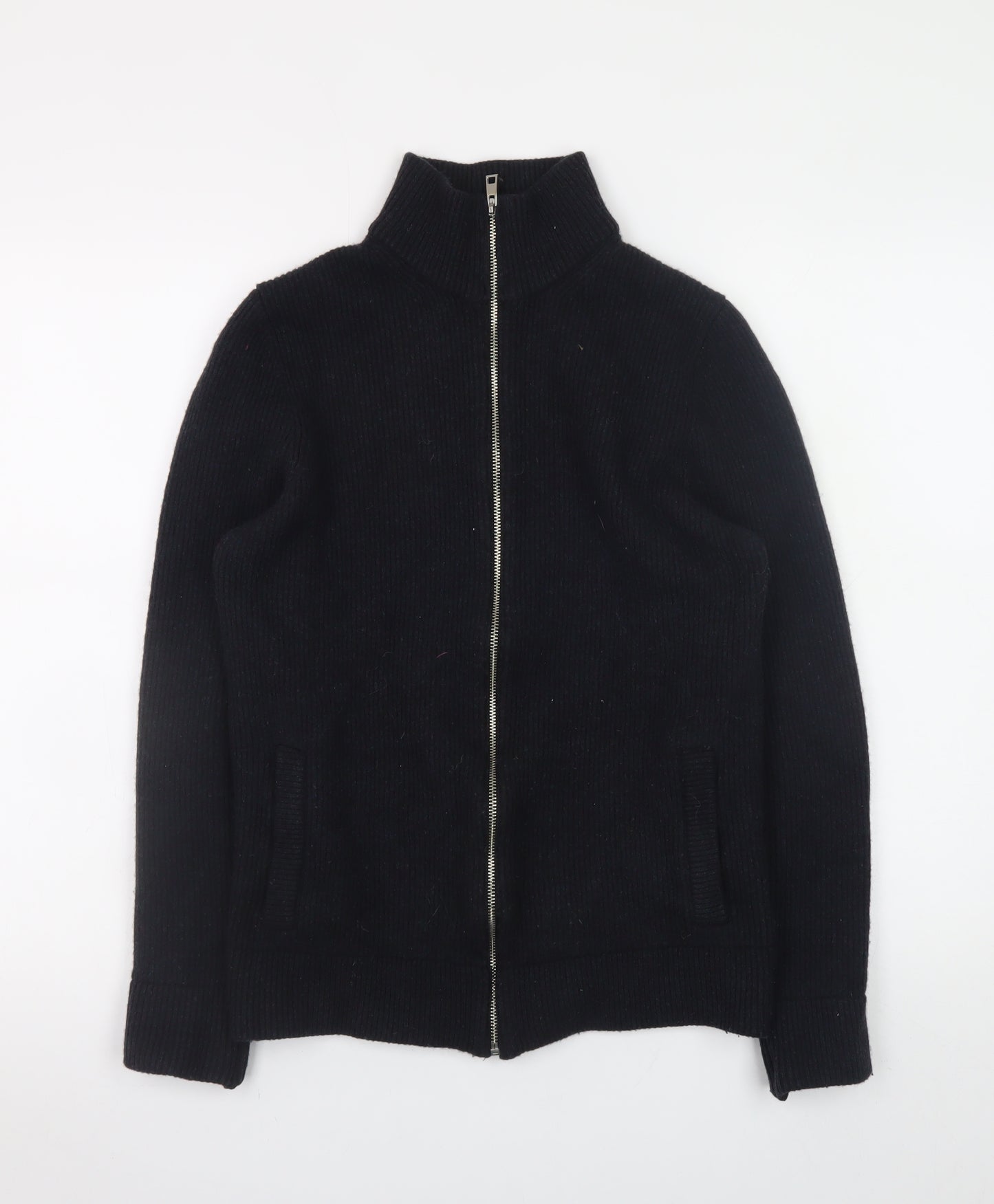 Marks and Spencer Men’s Black Wool Cotton Full Zip Jumper Small