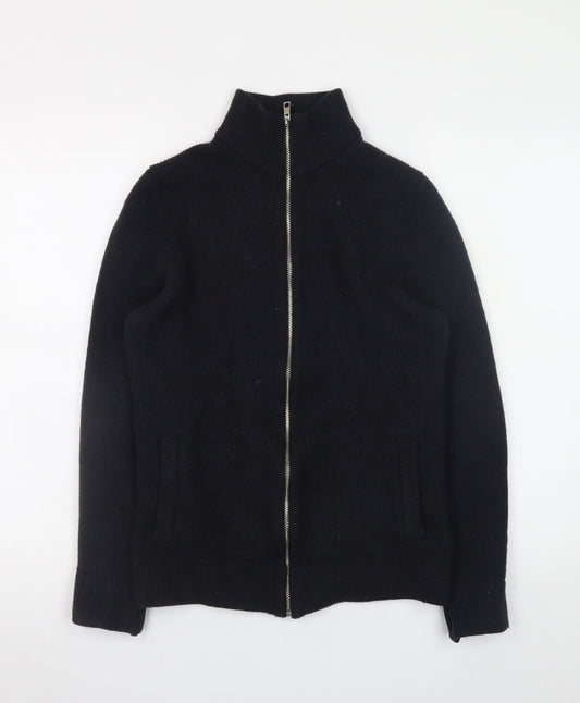 Marks and Spencer Men’s Black Wool Cotton Full Zip Jumper Small