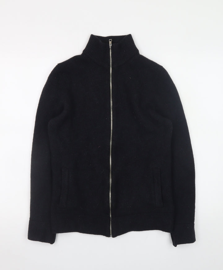 Marks and Spencer Men’s Black Wool Cotton Full Zip Jumper Small