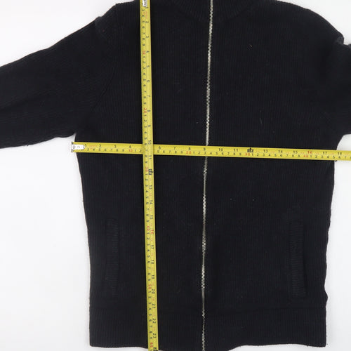 Marks and Spencer Men’s Black Wool Cotton Full Zip Jumper Small