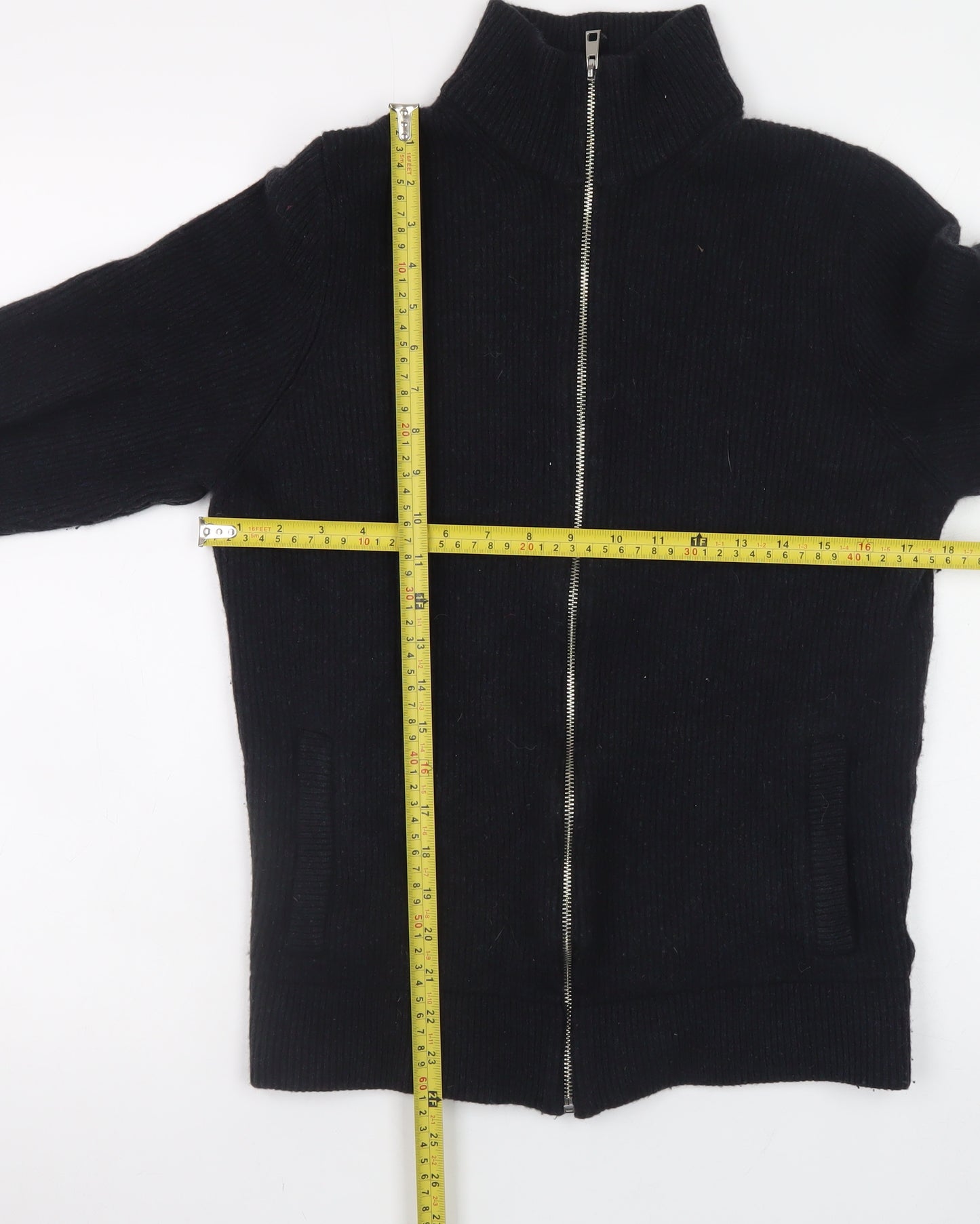 Marks and Spencer Men’s Black Wool Cotton Full Zip Jumper Small
