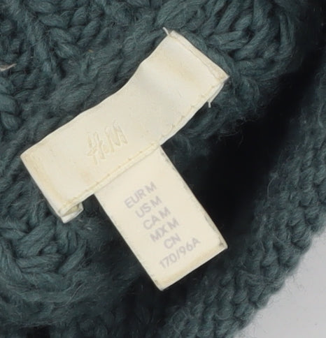 H&M Women Green Chunky Knit High Neck Pullover Jumper Size 12