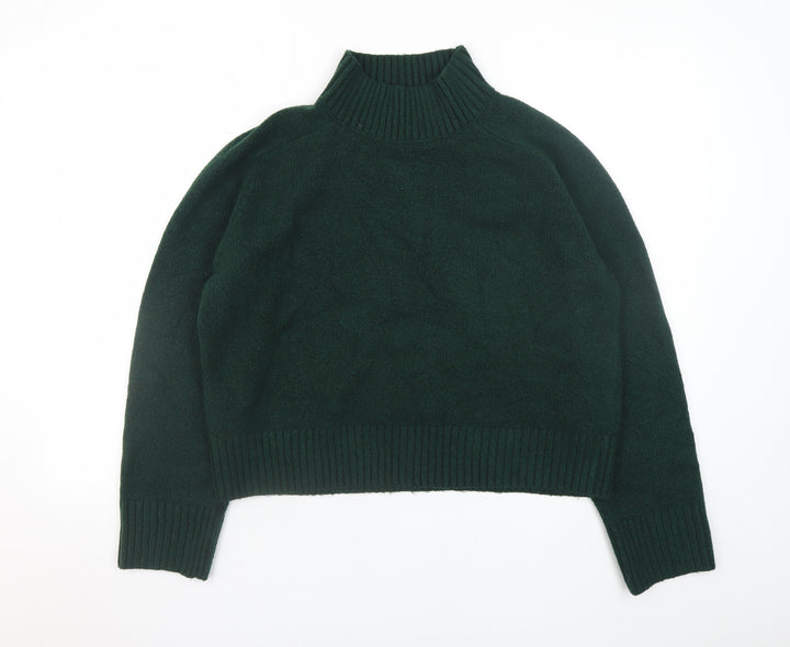 Abercrombie & Fitch Womens Green Mock Neck Wool Pullover Jumper M