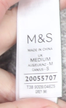 Marks and Spencer Women’s Grey V-Neck Ribbed Knit Pullover Jumper M
