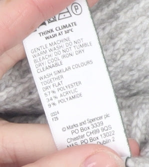 Marks and Spencer Women’s Grey V-Neck Ribbed Knit Pullover Jumper M